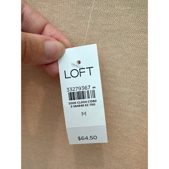 LOFT | Peach Lightweight Open Front Cardigan Sweater Ramie Blend NWT | Medium - Picture 6 of 8